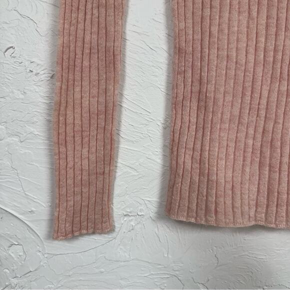 Zara Pink Alpaca Wool Blend Ribbed Turtleneck Sweater Womens S Pullo Preppy Fall - Picture 2 of 9